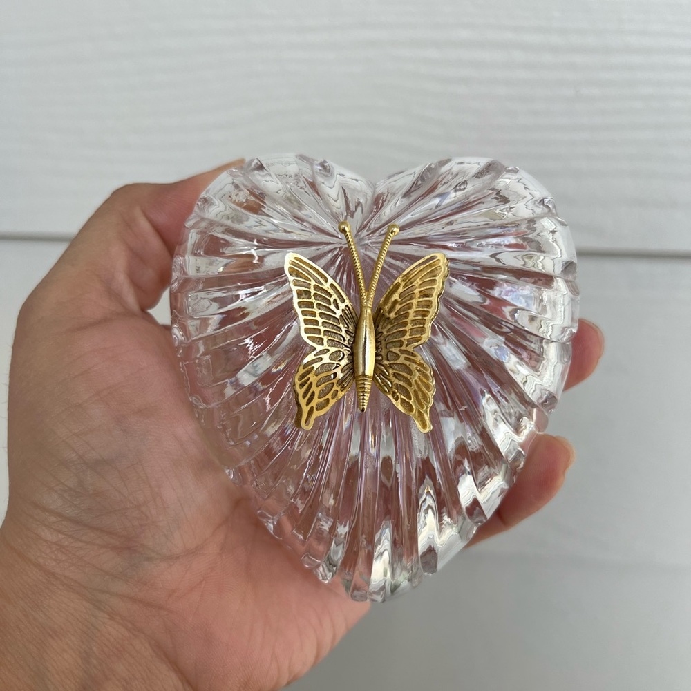 Crystal Heart With Butterfly Trinket Dish